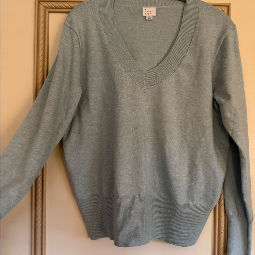 a new day Women's V-Neck Sweater - Soft Blue